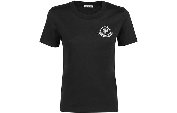 (Women) Moncler FW21 Black Logo Patch Crewneck Short Sleeve T-Shirt 8C00016829FB999