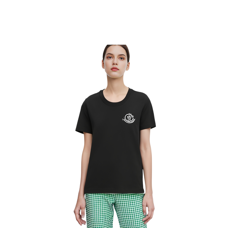 (Women) Moncler FW21 Black Logo Patch Crewneck Short Sleeve T-Shirt 8C00016829FB999 圖 4