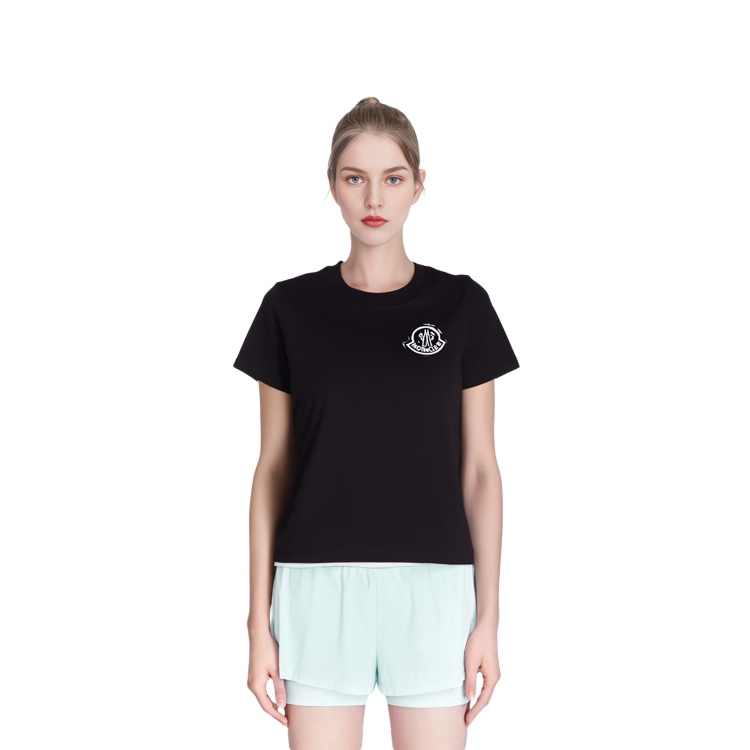 (Women) Moncler FW21 Black Logo Patch Crewneck Short Sleeve T-Shirt 8C00016829FB999 圖 5