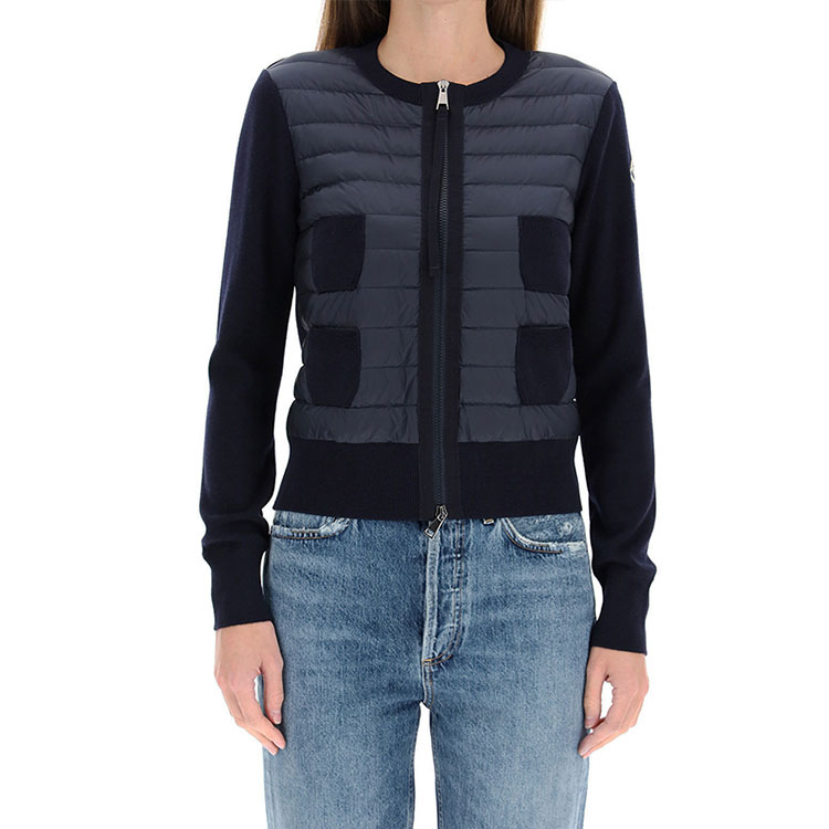 (Women) Moncler FW21 Blue Logo Patchwork Zip Down Jacket 9B51000A9018778 圖 3