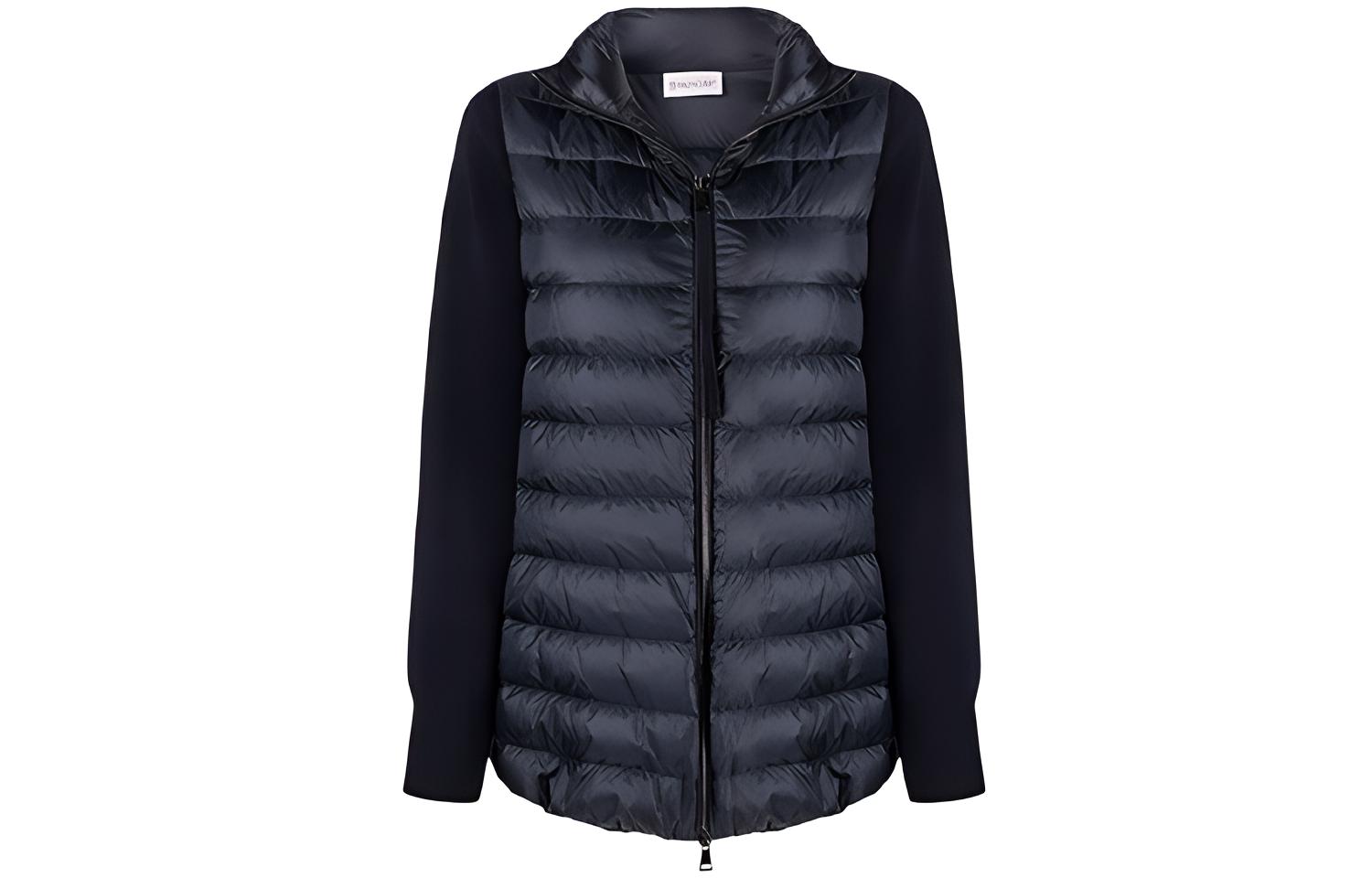 (Women) Moncler FW21 Blue Nylon Down Jacket with Logo Patchwork Design. 9B00031M1131778