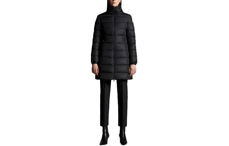(Women) Moncler FW21 High-Neck Down Jacket Black Logo Winter Outerwear 1C00055539YH999