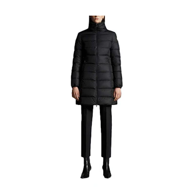 (Women) Moncler FW21 High-Neck Down Jacket Black Logo Winter Outerwear 1C00055539YH999