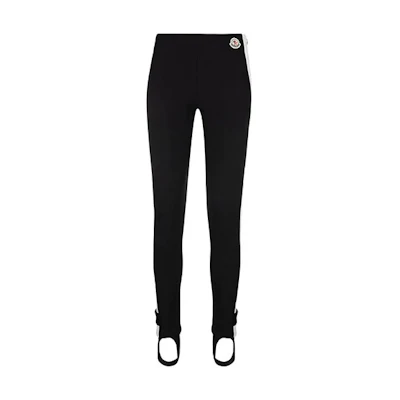 (Women) Moncler FW21 High-Waisted Logo Stirrup Leggings Black G20932A0000353064