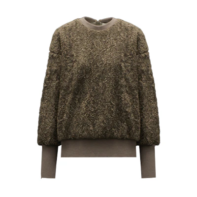 (Women) Moncler FW21 Hyke Logo Print Crewneck Pullover Sweatshirt Women’s Mud Brown. G209K8G0000754AM625L