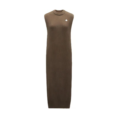 (Women) Moncler FW21 Hyke Sleeveless Knit Maxi Dress Mud Brown. G209K9L00001M1213261