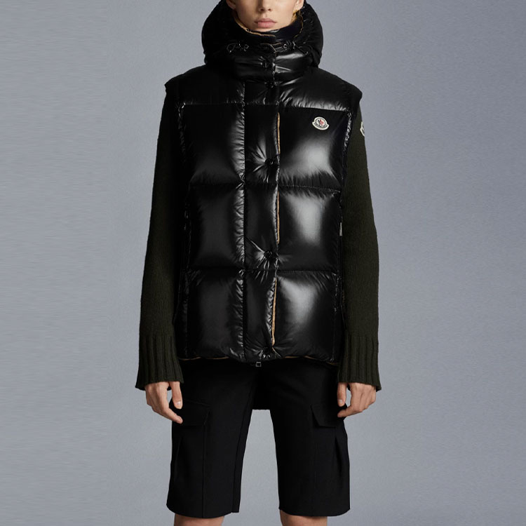 Shop (W) Moncler FW21 Vest Luzule Hitam dengan Hoodie Lepas untuk Musim Ski. G20931A0009968950999