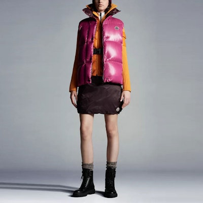 (Women) Moncler FW21 Luzule Logo Down Puffer Vest Amaranth Red. G20931A0009968950550 Lookbook (Women) Moncler FW21 Luzule Logo Down Puffer Vest Amaranth Red. G20931A0009968950550