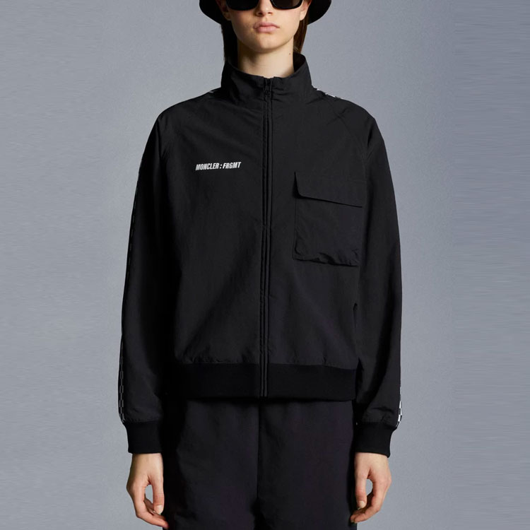 Shop (Women) Moncler FW21 Matte Nylon Ribbed Knit Solid Jacket Black G209U2F000025499N999