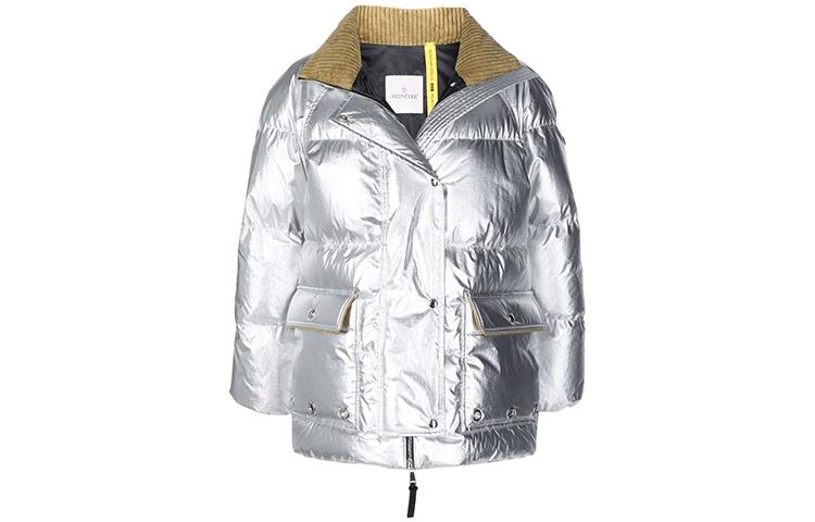 (Women) Moncler FW21 Metallic Silver Slim Fit Down Jacket Winter G20941A00011M1227