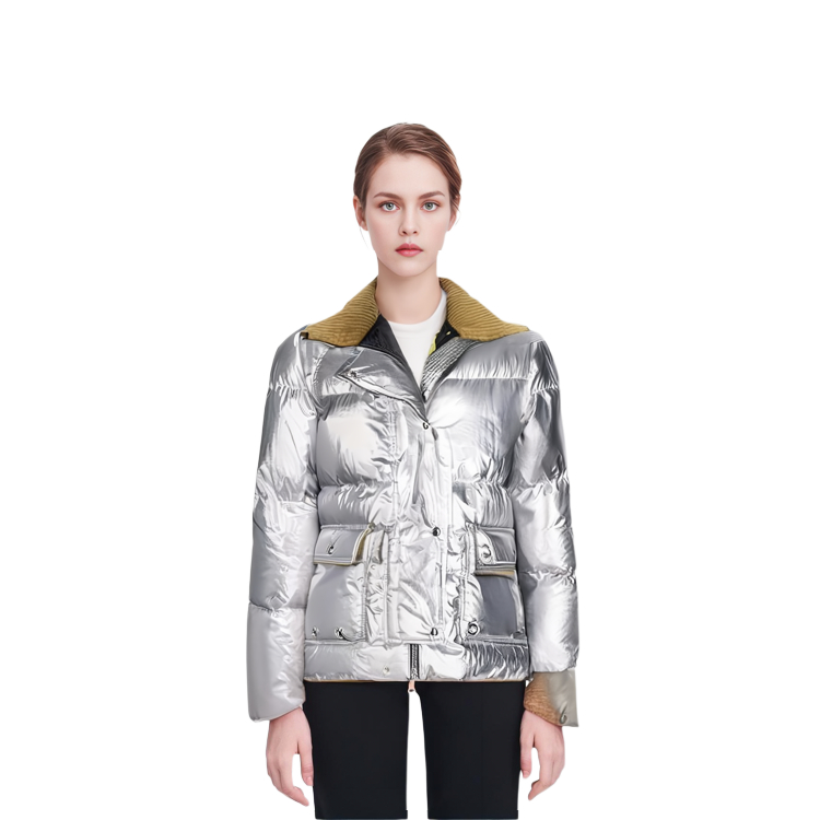 (Women) Moncler FW21 Metallic Silver Slim Fit Down Jacket Winter G20941A00011M1227 圖 3