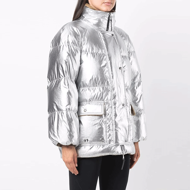 (Women) Moncler FW21 Metallic Silver Slim Fit Down Jacket Winter G20941A00011M1227 圖 5