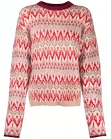 (Women) Moncler FW21 Red Jacquard Knit Side-Slit Pullover Cashmere Sweater. G20939C00016M1224530 (Women) Moncler FW21 Red Jacquard Knit Side-Slit Pullover Cashmere Sweater. G20939C00016M1224530