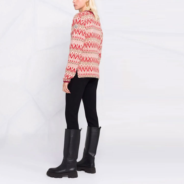 Purchase (W) 몽클레르 FW21 레드 자카드 니트 사이드 슬릿 캐시미어 스웨터. G20939C00016M1224530