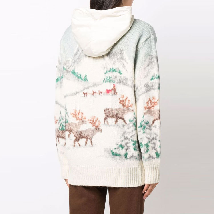 (Women) Moncler FW21 White Knitted Cashmere Hoodie with Pattern Design. G20939G00003M1224075 圖 5