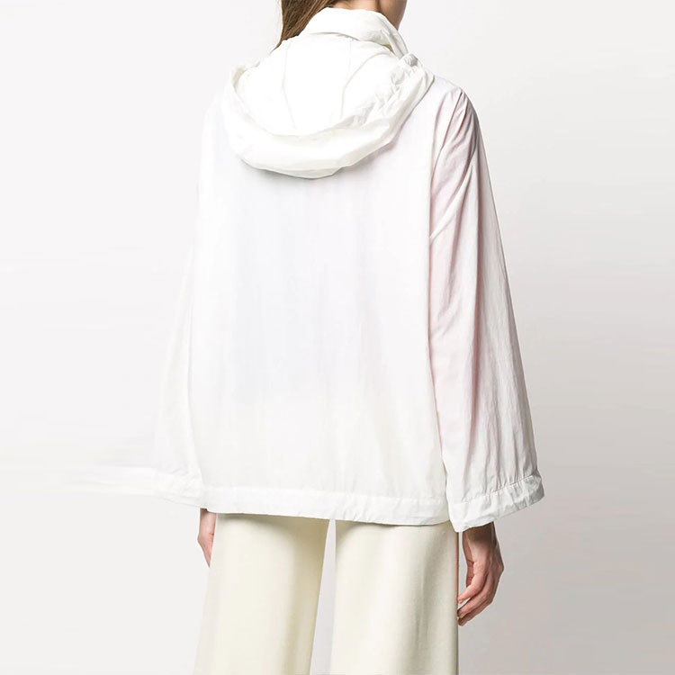 Shop (Women) Moncler FW21 White Zip-Up Hooded Jacket F10931A70500C0431033