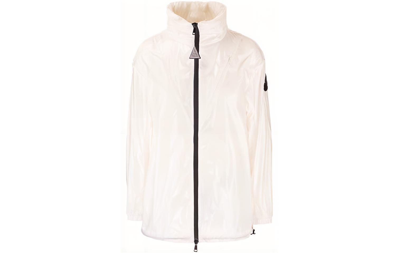 (Women) Moncler FW21 White Zip-Up Jacket with Sleeve Logo Patch 1A75210539FT034