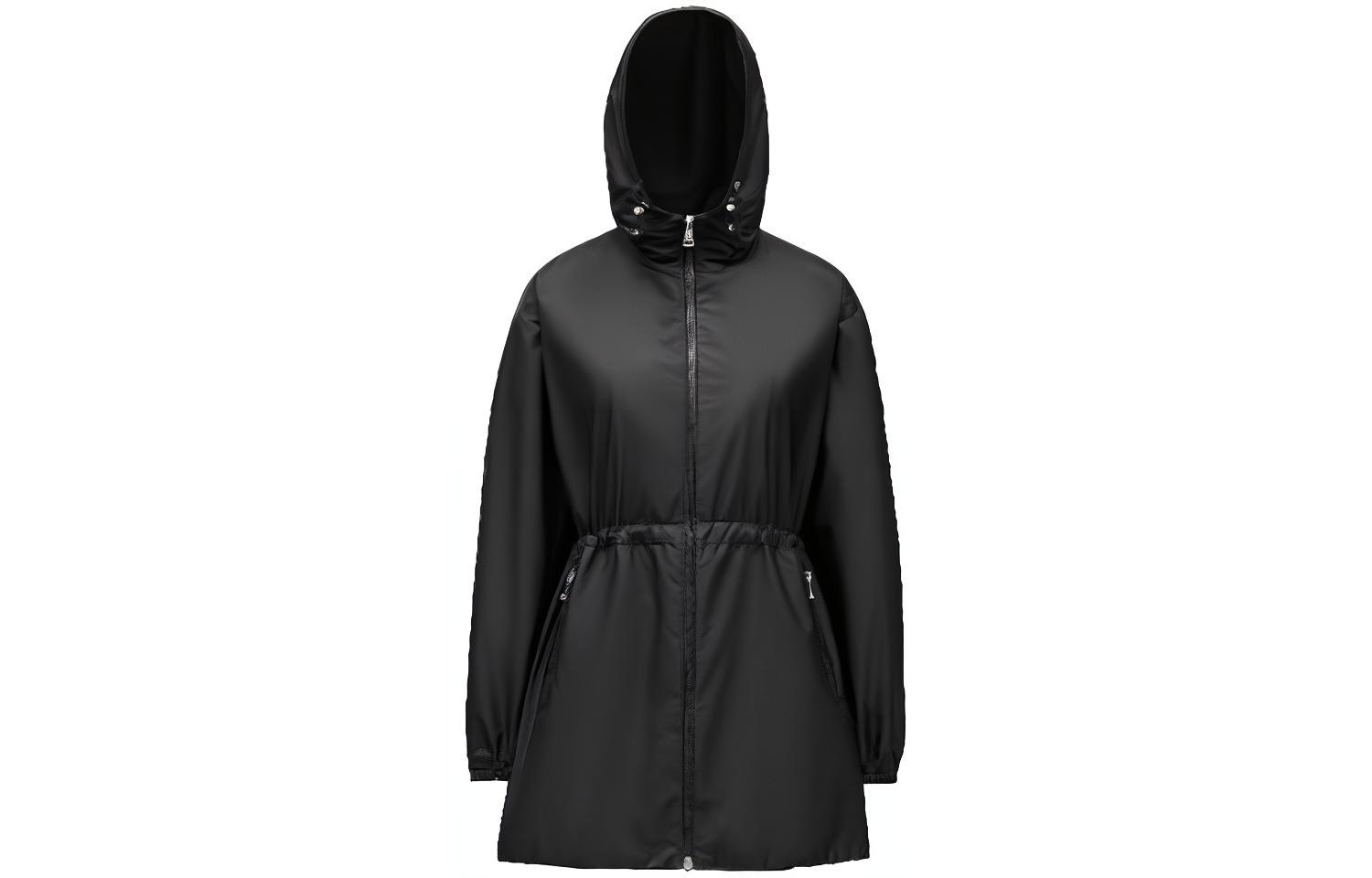 (Women) Moncler FW22  Black Hooded Zip-Up Belted Windbreaker Jacket H10931A0011754155999