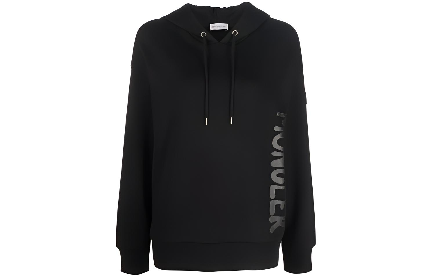 (Women) Moncler FW22  Black Logo Print Pullover Hoodie Sweatshirt. H20938G00014809KF999