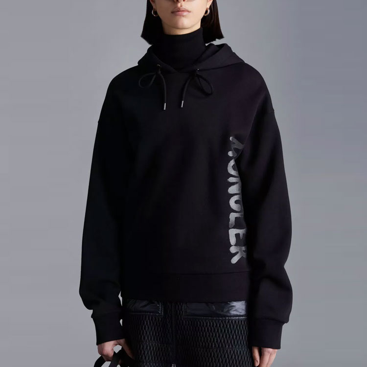 Lookbook (W) Moncler FW22 Hoodie Sweatshirt Hitam Logo Print. H20938G00014809KF999