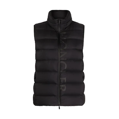 (Women) Moncler FW22 Black Padded Vest with Logo Print. H20931A0001253333