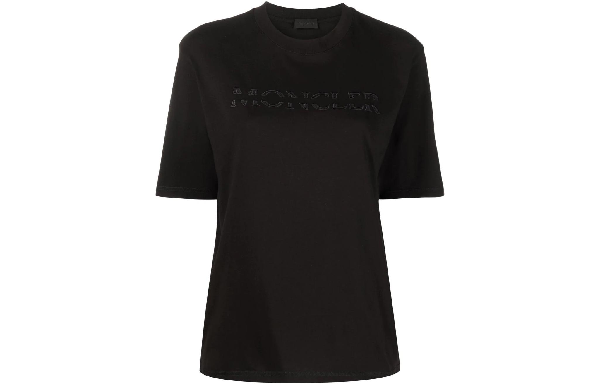 (Women) Moncler FW22  Black Relaxed Fit T-Shirt with Letter Print Design. H20938C00017829H8999