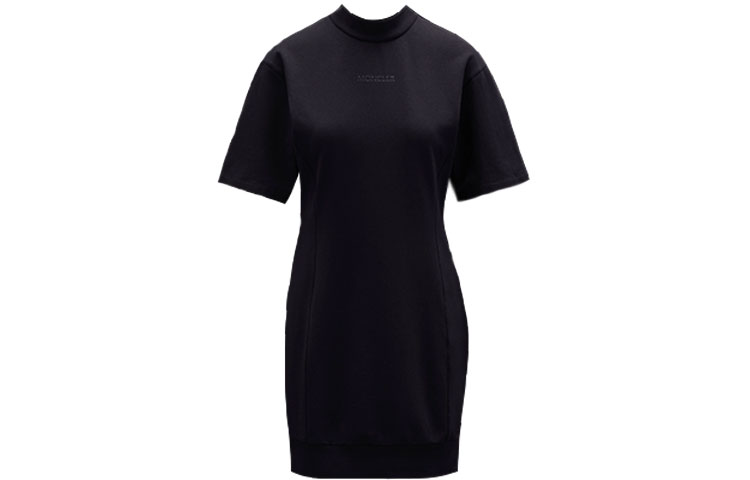 Order (Women) Moncler FW22  Black Solid Logo Print Short Sleeve Dress. H20938I00003899EV999