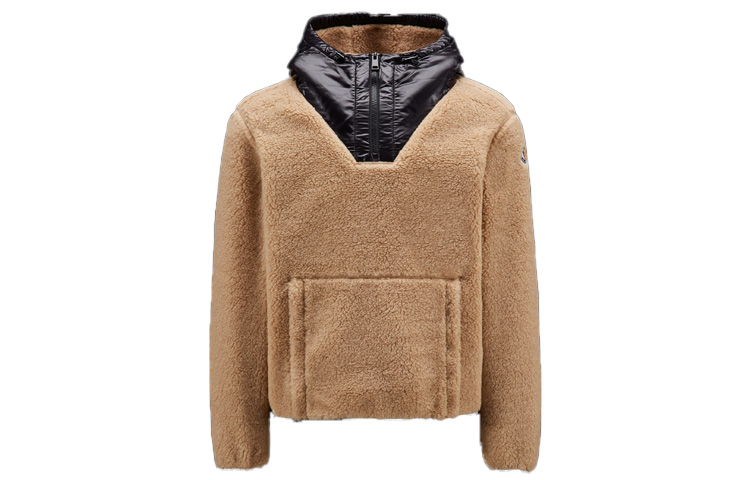 (Women) Moncler FW22  Half-Zip Pullover Hoodie with Kangaroo Pocket Brown. H20938G000118909H221