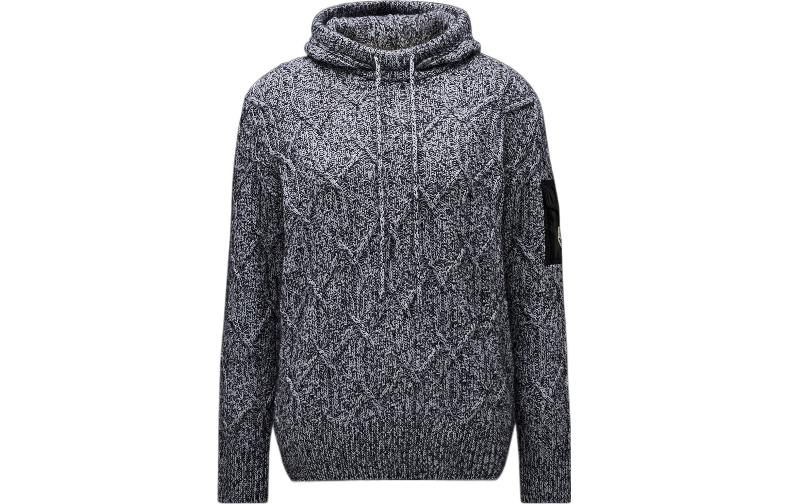 Order (W) 盟可睐 FW22 标志贴片麻花针织连帽毛衣 灰色 H20939G00003M1215090