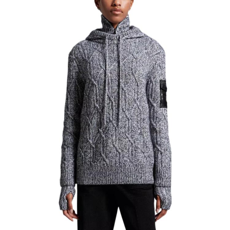 Lookbook (W) 盟可睐 FW22 标志贴片麻花针织连帽毛衣 灰色 H20939G00003M1215090