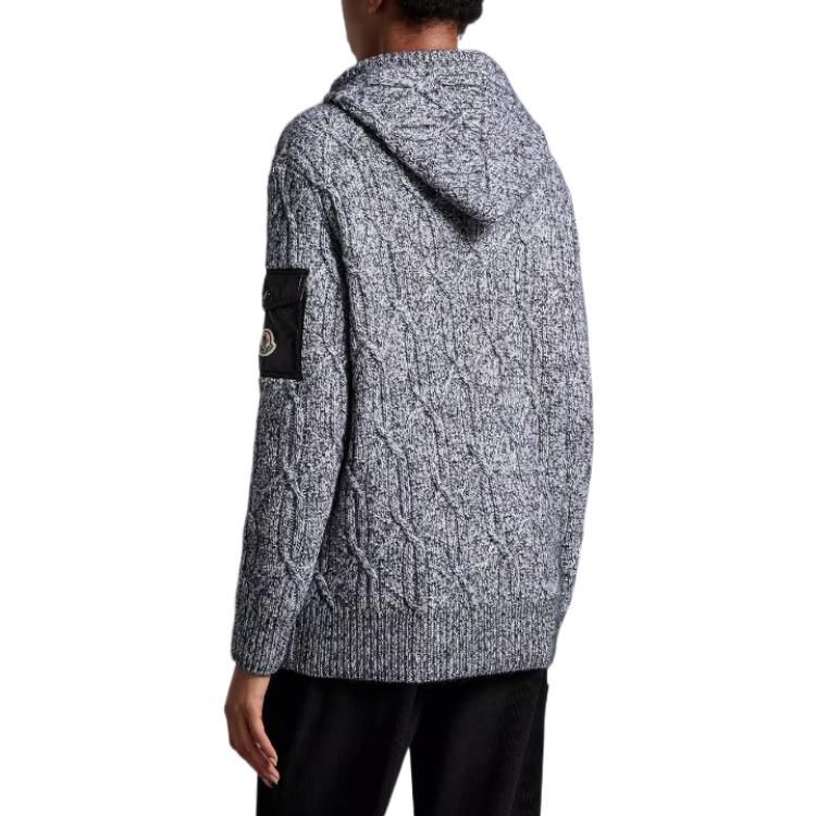 Shop (W) 盟可睐 FW22 标志贴片麻花针织连帽毛衣 灰色 H20939G00003M1215090