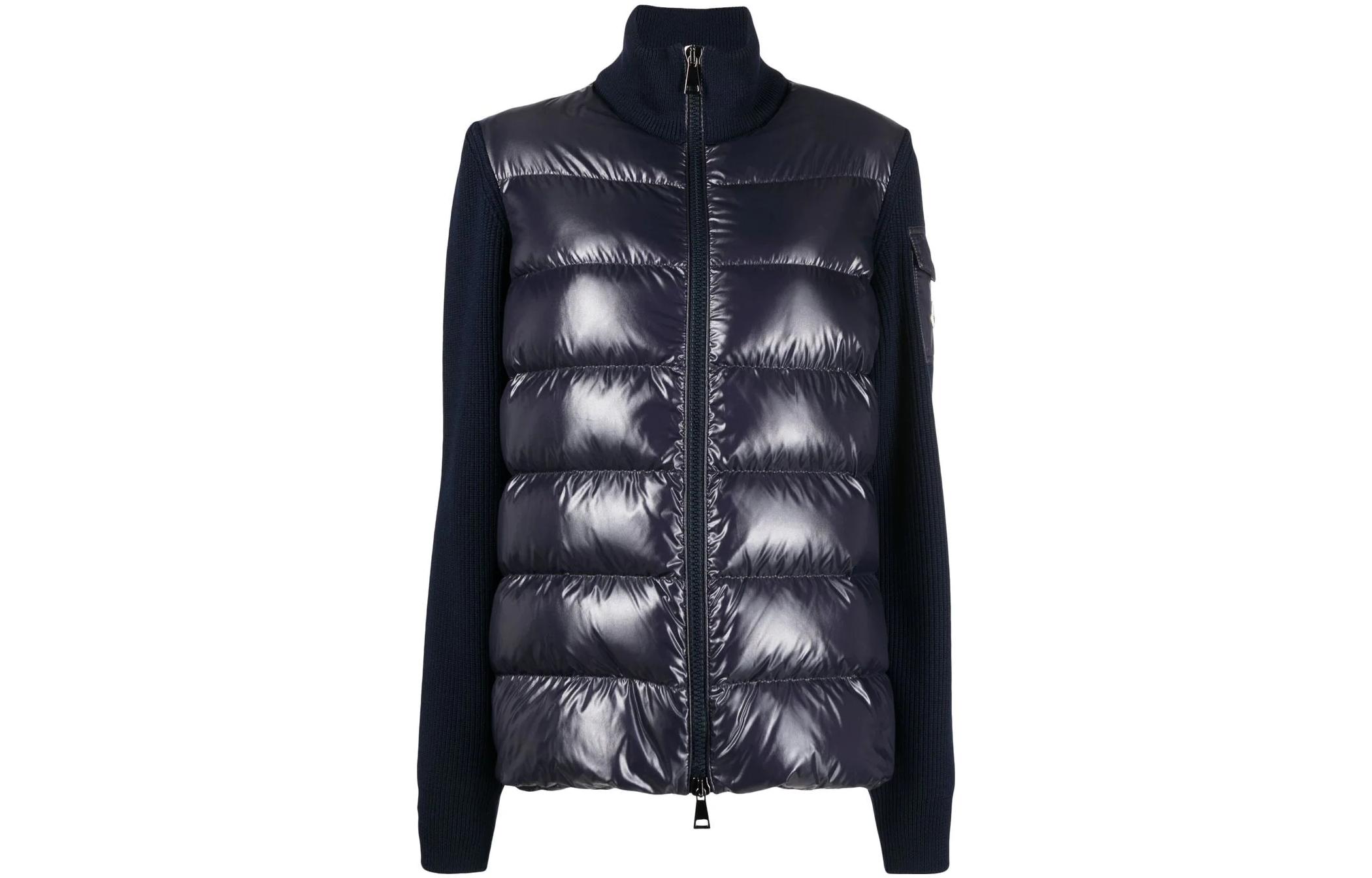 (Women) Moncler FW22  Navy Maglia Cardigan Down Jacket with Zip and High Collar. H20939B00026M1131778