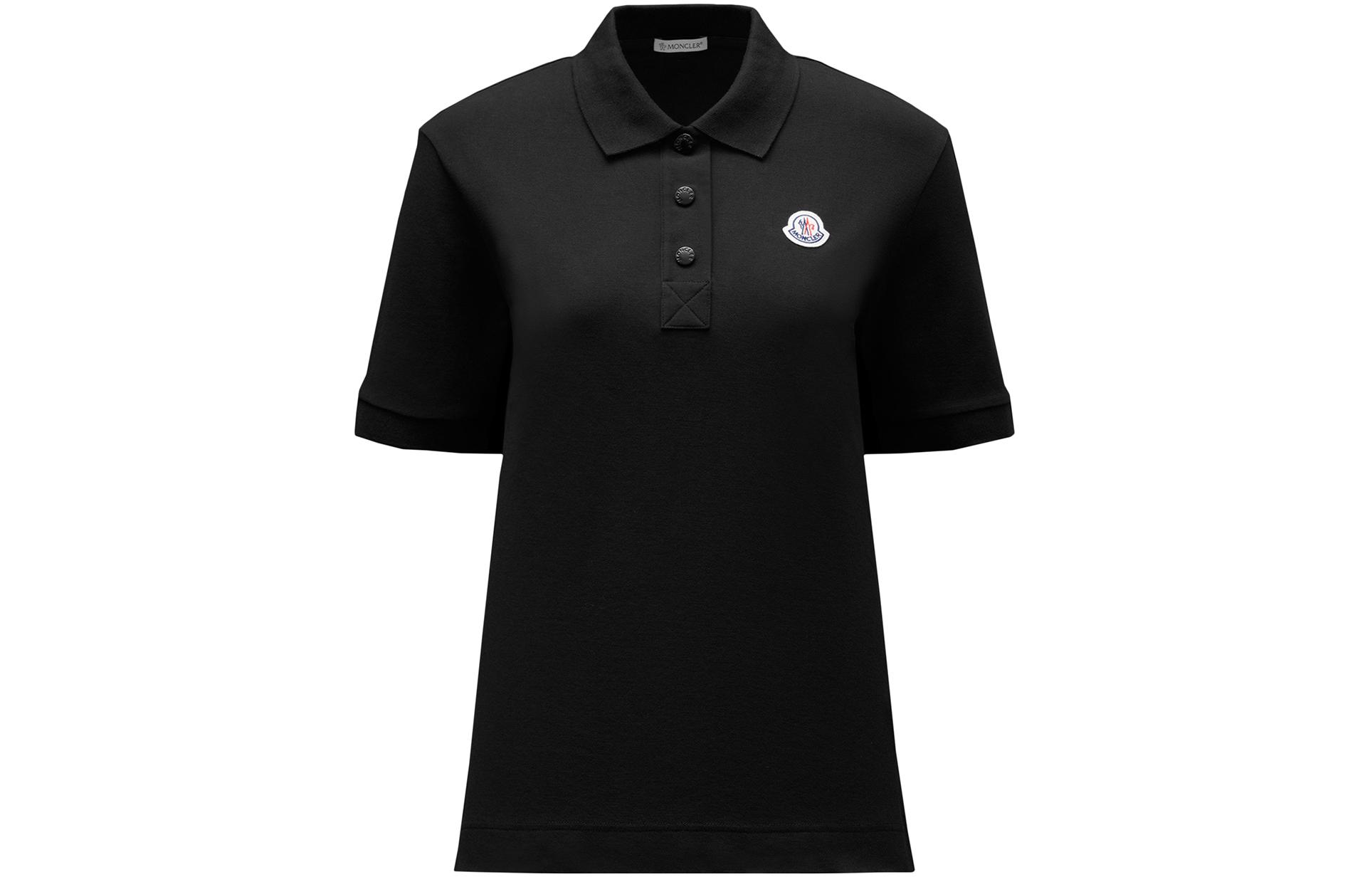 (Women) Moncler FW22  Solid Color Casual Black Polo Shirt. H20938A0000384720999