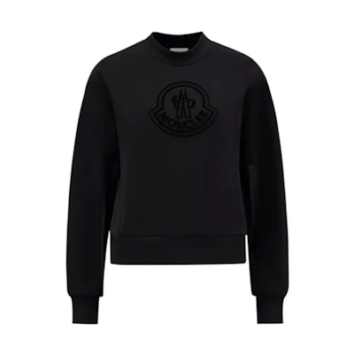 (Women) Moncler FW22 Solid Logo Crewneck Sweatshirt Stellar Black. H20938G00028809KX999