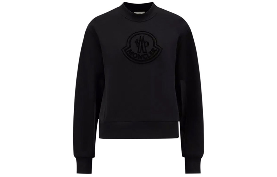 Order (W) モンクレール FW22 ソリッド ロゴ クルーネック スウェットシャツ ステラーブラック H20938G00028809KX999