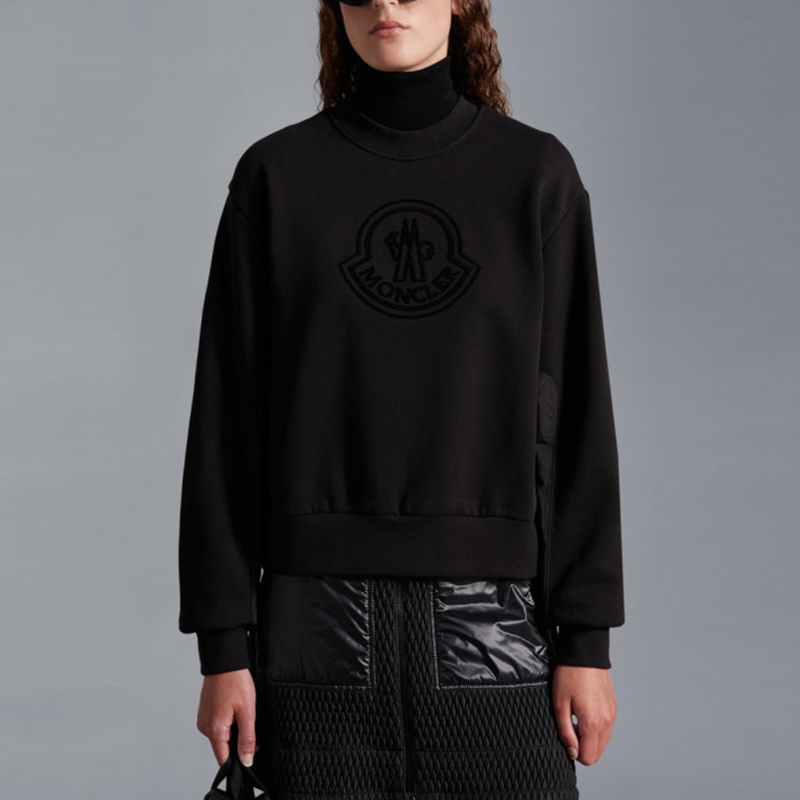 Purchase (W) モンクレール FW22 ソリッド ロゴ クルーネック スウェットシャツ ステラーブラック H20938G00028809KX999