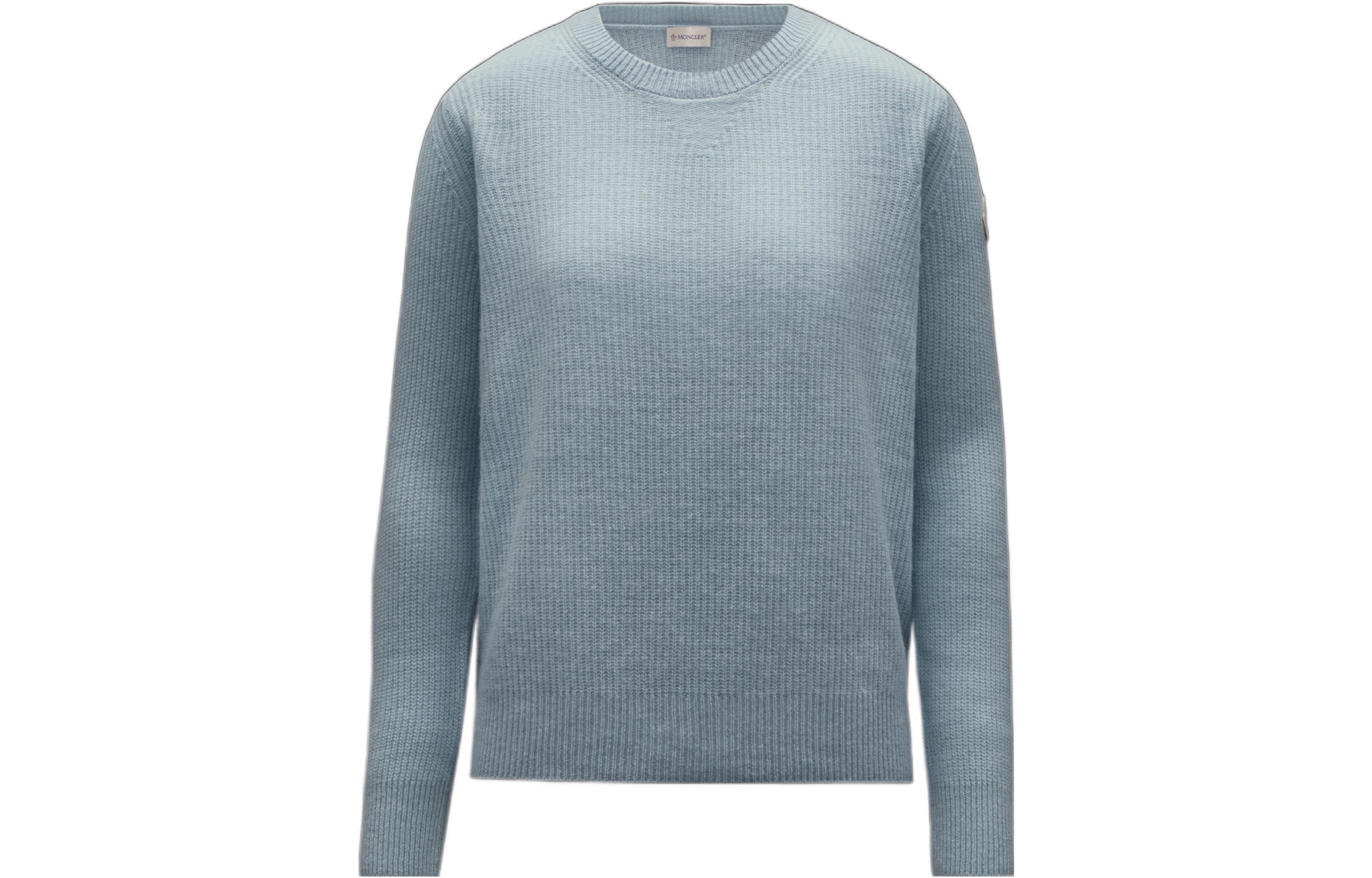 (Women) Moncler FW22  Solid Simple Crewneck Wool Sweater Powder Blue. H10939C00014M1900709
