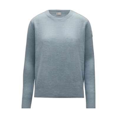 (Women) Moncler FW22 Solid Simple Crewneck Wool Sweater Powder Blue. H10939C00014M1900709