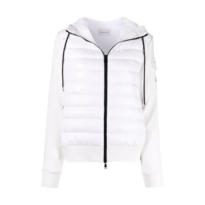 (Women) Moncler FW22 White Colorblock Quilted Zip-Up Hooded Down Jacket G20938G00028809DH032