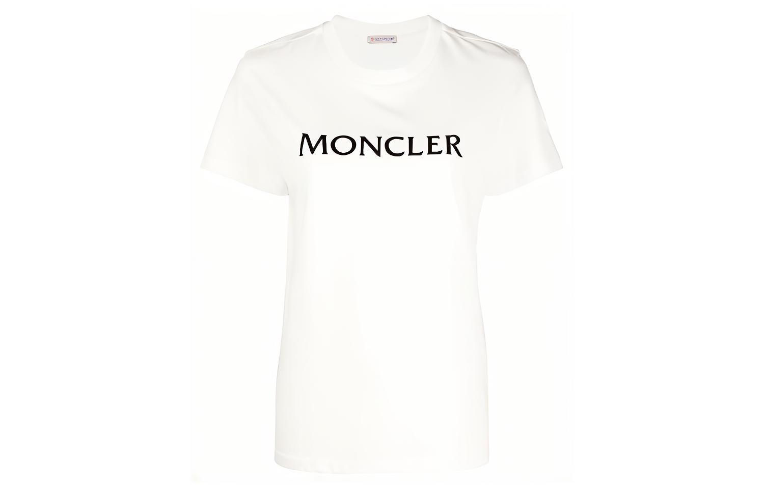 (Women) Moncler FW22  White Crew Neck Letter Print Slim Fit T-Shirt. H20938C00012829HP033