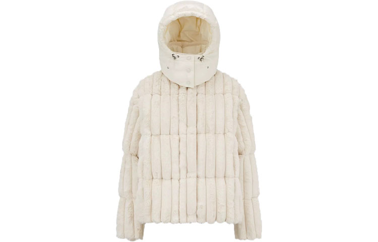 (Women) Moncler FW22  White Down Jacket with Detachable Hood and Logo Design. H20931A001435964D034