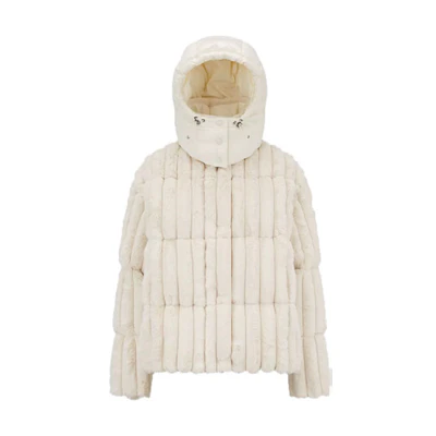 (Women) Moncler FW22 White Down Jacket with Detachable Hood and Logo Design. H20931A001435964D034