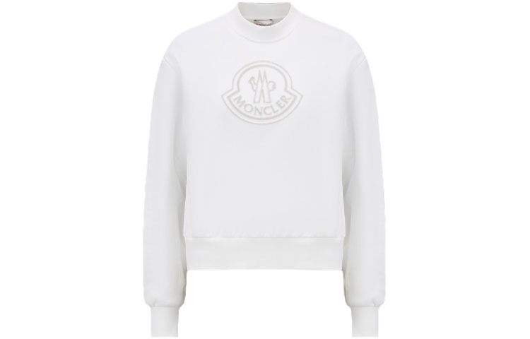 (Women) Moncler FW22  White Embroidered Logo Crewneck Pullover Sweatshirt. H20938G00028809KX001