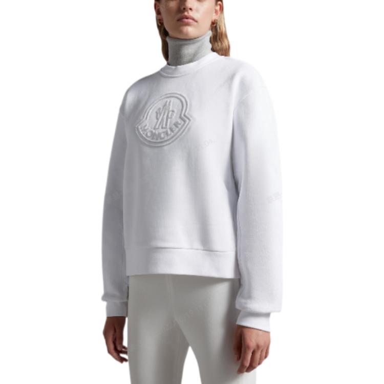 Details for (W) モンクレール FW22 ホワイト 刺繍ロゴ クルーネック プルオーバー スウェットシャツ H20938G00028809KX001