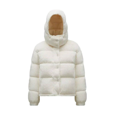(Women) Moncler FW22 White Hooded High-Neck Short Down Jacket Winter Warm Coat 0931A00146596C3032