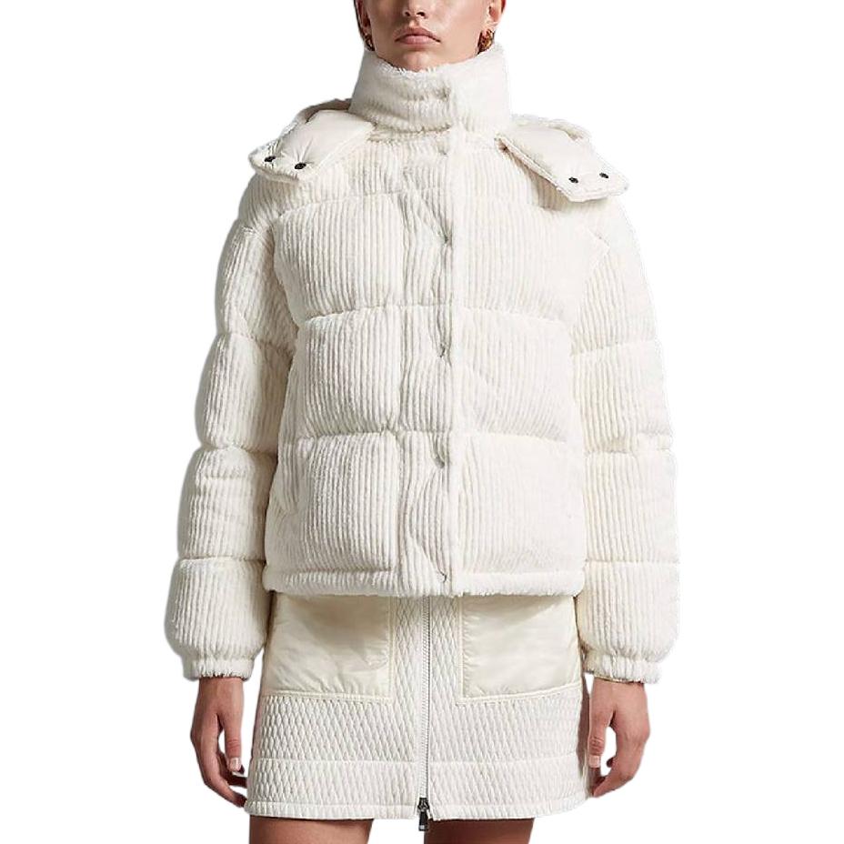 Shop (W) Moncler FW22 白色連帽高領短款羽絨外套冬季保暖大衣 0931A00146596C3032
