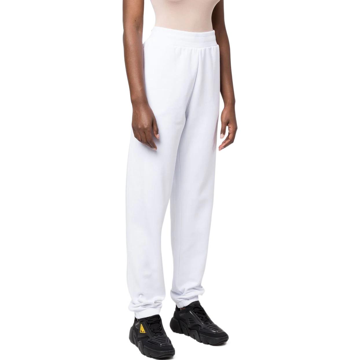 Shop (Women) Moncler FW22  White Logo Embossed Jogger Knit Sweatpants. H20938H0001480451