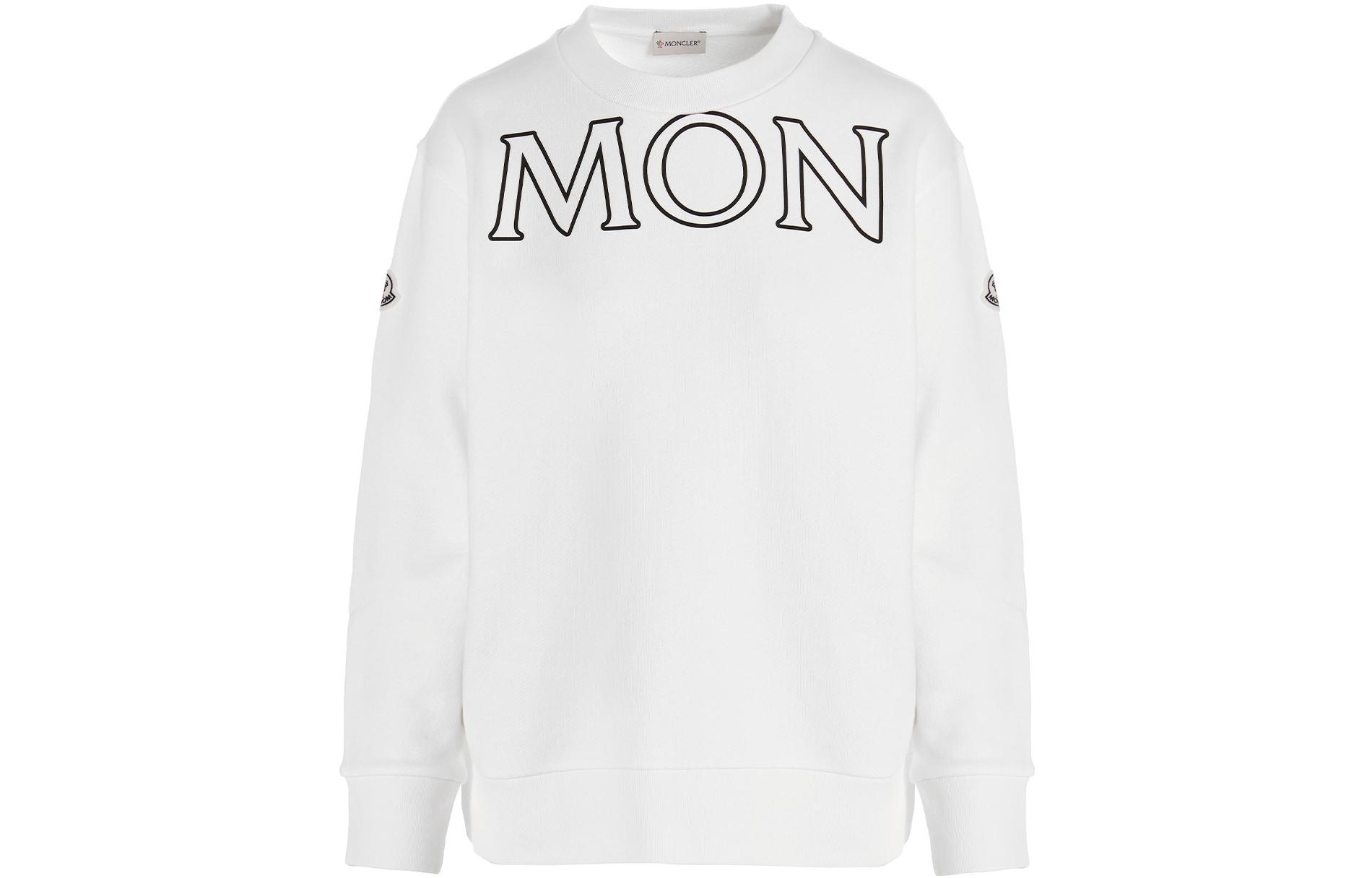 (Women) Moncler FW22  White Logo Print Crewneck Long Sleeve Sweatshirt. 8G00029809KX034
