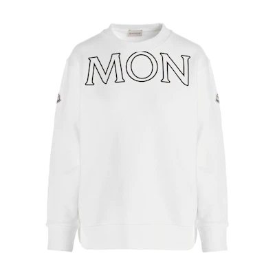 (Women) Moncler FW22 White Logo Print Crewneck Long Sleeve Sweatshirt. 8G00029809KX034