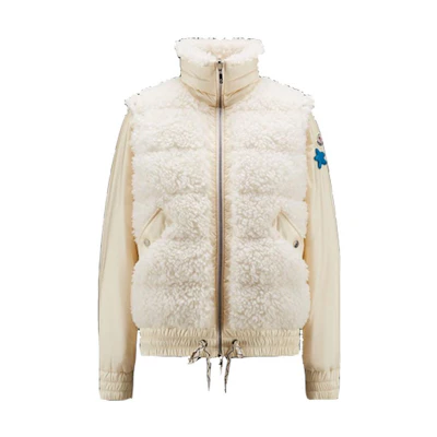 (Women) Moncler FW22 White Zipper Stand Collar Long-Sleeve Sweatshirt. H20938N00004M2054032